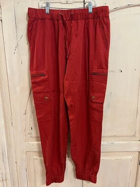 Banana Republic Red Cargo Jogger Pants Lyocell Drawstring Size Small